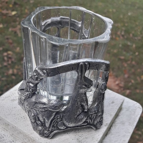 Silver Metal Bunny Rabbit Candle Holder or Trinket Dish Silver Metal Glass Gifts - Picture 4 of 16